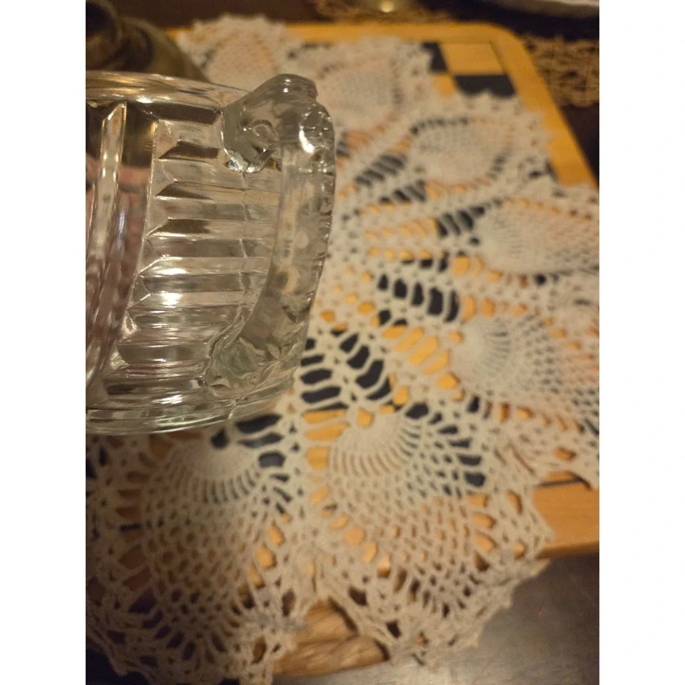 Anchor Hocking Stars & Bars clear glass open sugar bowl